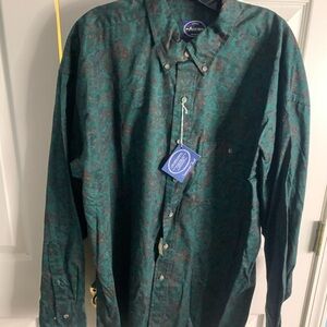 Arrow Men's Teal and Burgundy paisley Patterned Shirt